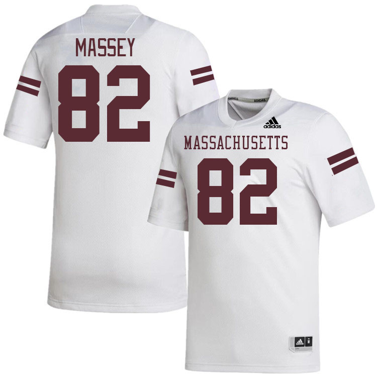 Massachusetts Minutemen #82 Kenyon Massey College Football Jerseys Stitched-White